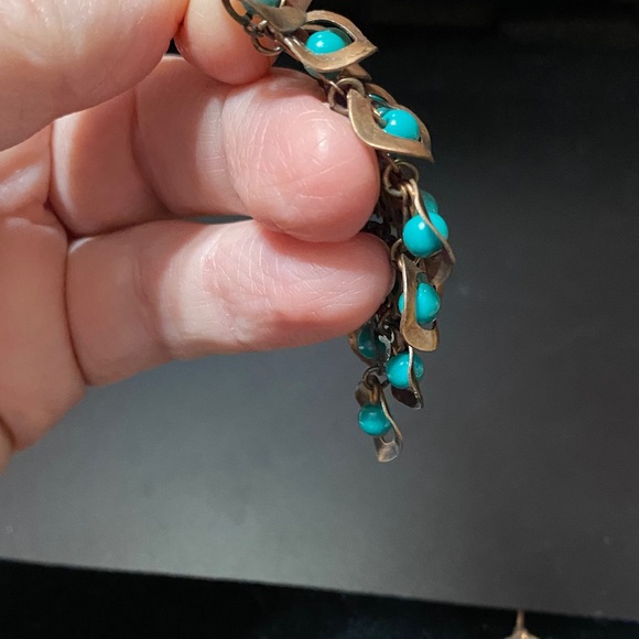 Elegant vintage Turquoise and metal Chandelier Earrings - Picture 9 of 16